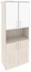 Офисный шкаф высокий широкий (2 низких фасада ЛДСП + 2 низких фасада белое стекло в раме)