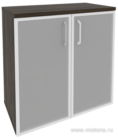 Офисный шкаф низкий широкий (2 низких фасада стекло в раме)