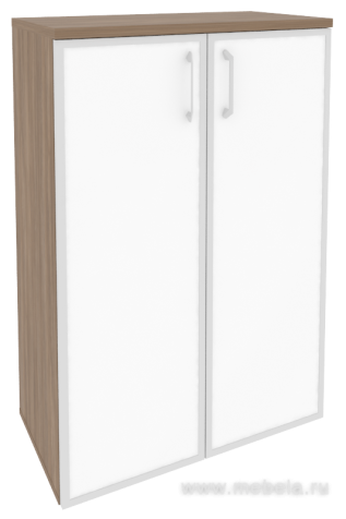 Офисный шкаф средний широкий с белым стеклом в раме