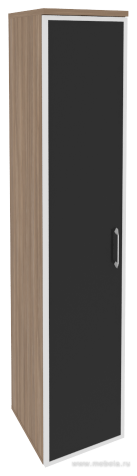 Офисный шкаф высокий узкий с чёрным стеклом в раме левый / правый