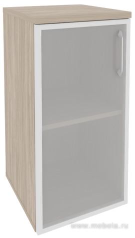 Офисный шкаф низкий узкий лев./прав. (1 низкий фасад стекло в раме)