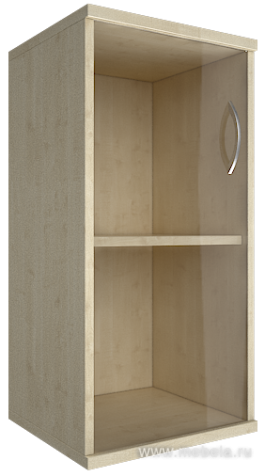 Офисный шкаф узкий низкий со стеклом, Л/Пр.