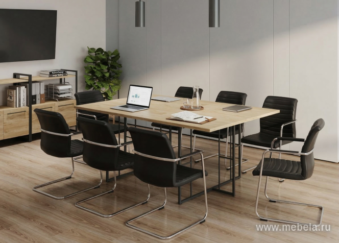 Стол для переговоров на металлических опорах
