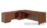 Стол для руководителя и приставным левым столом в коже с 4-мя ящиками