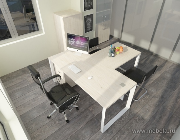 Офисный шкаф средний узкий белое стекло в раме (лев/прав) 