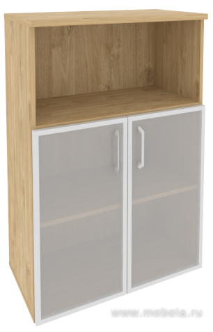 Офисный шкаф средний широкий (2 низких фасада стекло в раме)