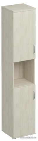 Офисный шкаф для документов узкий 2-дверный с нишей