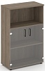 Офисный шкаф средний широкий (2 низких фасада стекло, задняя стенка ЛДСП)
