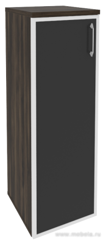 Офисный шкаф средний узкий лев./прав. (1 средний фасад чёрное стекло в раме)