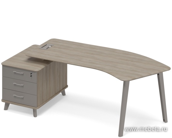 Стол эргономичный на опорной тумбе малой (тип 5) левый