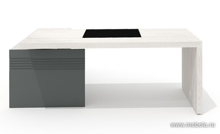 Стол руководителя с опорной тумбой, бюваром и кабель-каналом	(правый)