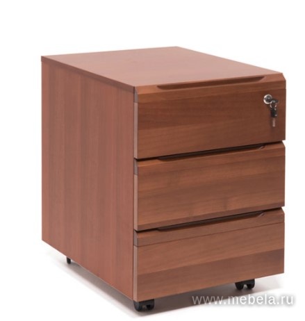 Мобильная офисная тумба с колёсиками и замком, 3 ящика