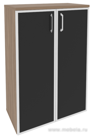 Офисный шкаф средний широкий с чёрным стеклом в раме