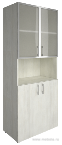 Офисный шкаф комбинир. со стеклом в раме + открытая полка