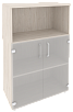 Офисный шкаф средний широкий (2 низких фасада стекло)