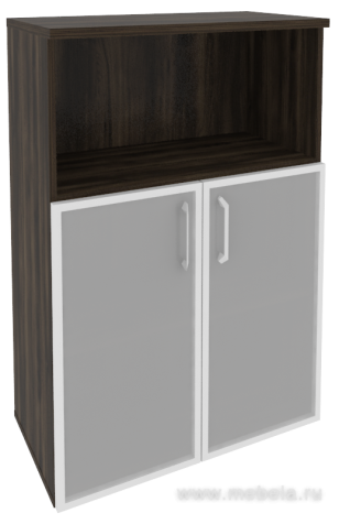 Офисный шкаф средний широкий (2 низких фасада стекло в раме)