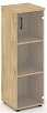 Офисный шкаф средний узкий левый / правый (1 средний фасад стекло, задняя стенка ЛДСП)