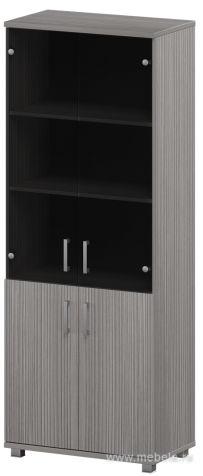 Офисный шкаф широкий высокий закрытый 4 двери (ЛДСП + стекло)