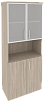 Офисный шкаф высокий широкий (2 низких фасада ЛДСП + 2 низких фасада стекло в раме)