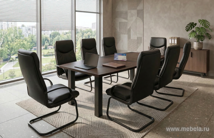 Стол для переговоров на металлокаркасе (антрацит)