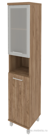 Офисный шкаф высокий узкий со стеклом в раме (правый)