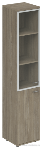 Офисный шкаф высокий узкий со стеклом левый