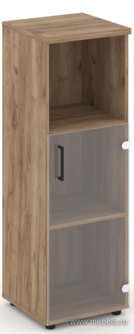 Офисный шкаф средний узкий левый / правый  (1 низкий фасад стекло, задняя стенка ЛДСП)