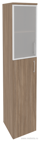 Офисный шкаф высокий узкий со стеклом в раме левый / правый