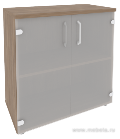 Офисный шкаф низкий широкий со стеклом