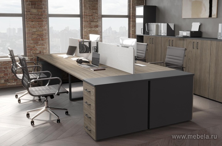 Рабочая станция двухсторонняя на П-образных опорах 40х40