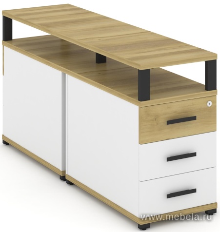 Тумба двухсторонняя приставная 3 ящика. С надставкой.