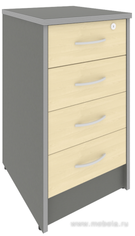 Приставная офисная тумба с замком, 4 ящика