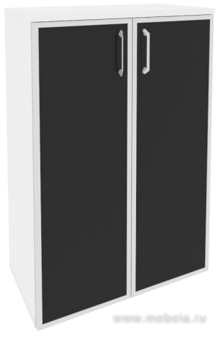 Офисный шкаф средний широкий с чёрным стеклом в раме