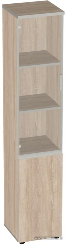 Офисный шкаф высокий узкий (стекло)