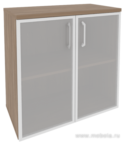 Офисный шкаф низкий широкий со стеклом в раме