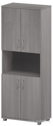 Офисный шкаф широкий высокий закрытый с нишей (ЛДСП)