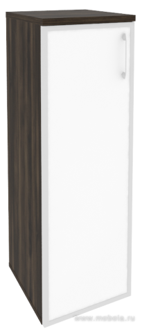 Офисный шкаф средний узкий лев./прав. (1 средний фасад белое стекло в раме)