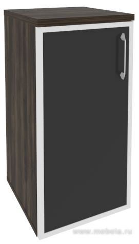 Офисный шкаф низкий узкий лев./прав. (1 низкий фасад чёрное стекло в раме)