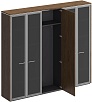 Офисный шкаф комбинированный (с высоким стеклом + для одежды узкий + с высоким стеклом)