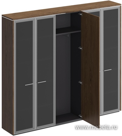 Офисный шкаф комбинированный (с высоким стеклом + для одежды узкий + с высоким стеклом)