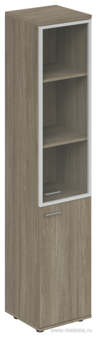 Офисный шкаф высокий узкий со стеклом правый