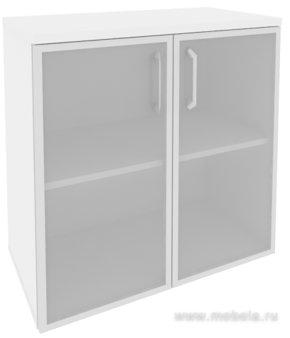 Офисный шкаф низкий широкий со стеклом в раме