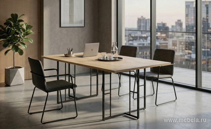 Стол для переговоров на металлических опорах