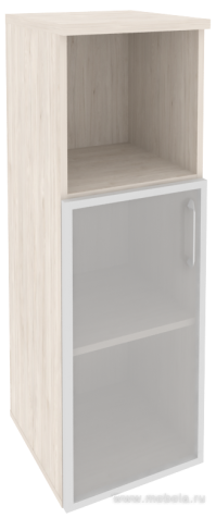 Офисный шкаф средний узкий лев./прав. (1 низкий фасад стекло в раме)