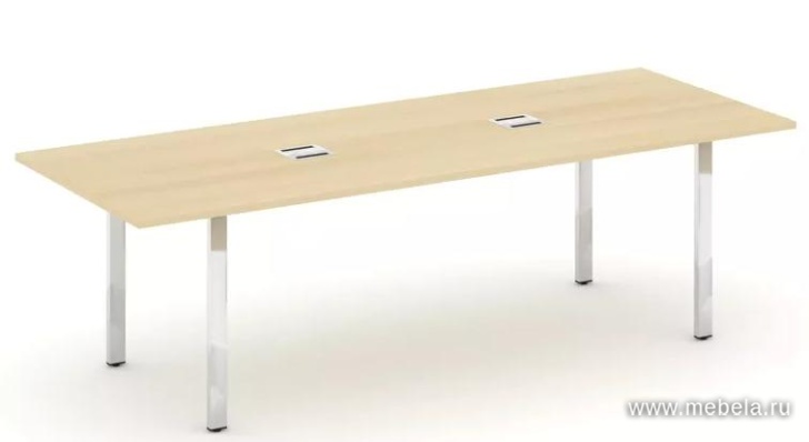 Стол переговорный на металлокаркасе на П-образных опорах (нерж.сталь) (с лючком)