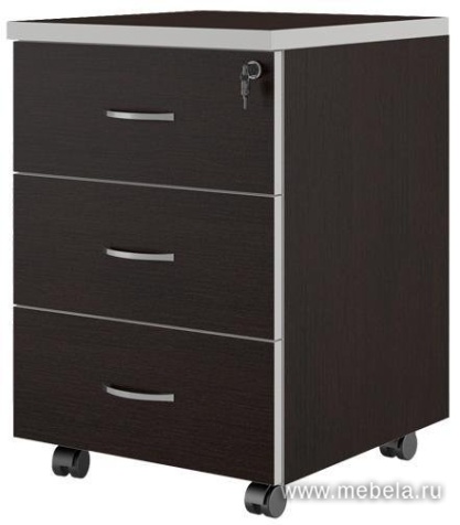 Мобильная офисная тумба с колёсиками и замком, 3 ящика