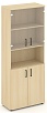 Офисный шкаф высокий широкий (2 низких фасада, задняя стенка ЛДСП+ 2 низких фасада стекло прозрачное)