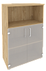 Офисный шкаф средний широкий (2 низких фасада стекло)