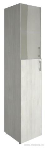 Офисный шкаф узкий комбинированный со стеклом Л/ПР