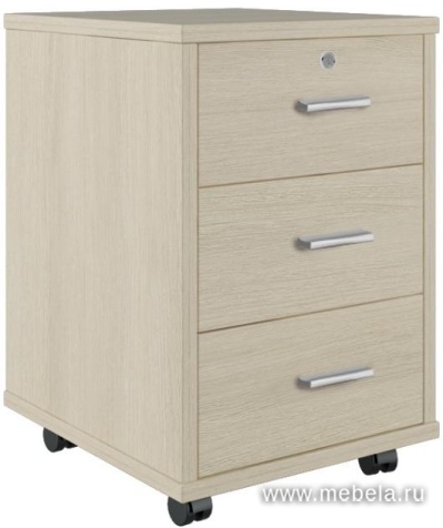 Мобильная офисная тумба с колёсиками и замком, 3 ящика